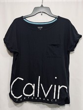 Calvin Klein Performance Women  s Quick Dry White Logo Stretch T-Shirt Black M