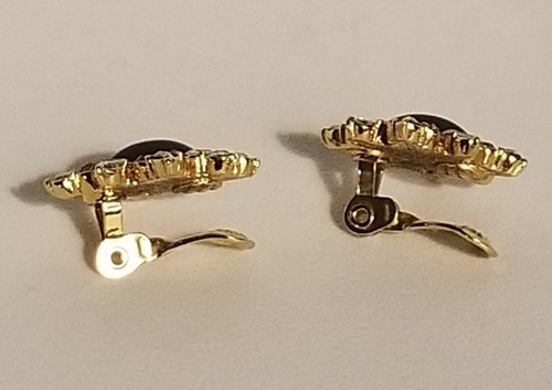 Pendientes de colección firmados por Monet esmalte negro y cristal con baguettes con clip raros - Imagen 4 de 7