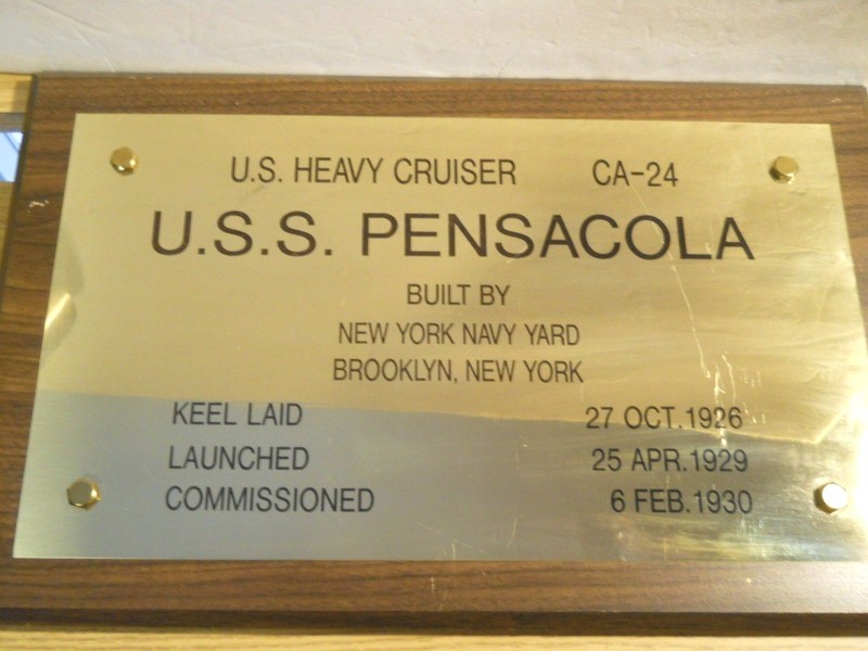 USS PENSACOLA Brass Plaque CL/CA-24 WW2 Heavy Cruiser GREY GHOST 13 BATTLE STARS