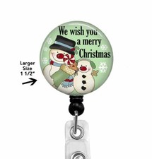 We Wish You A Merry Christmas Retractable Badge Reel ID Badge Holder, 766L