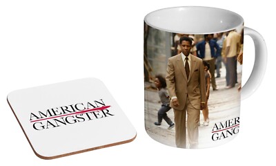 American Gangster Denzel Washington - Kaffee/Tee Becher und Untersetzer Geschenkset