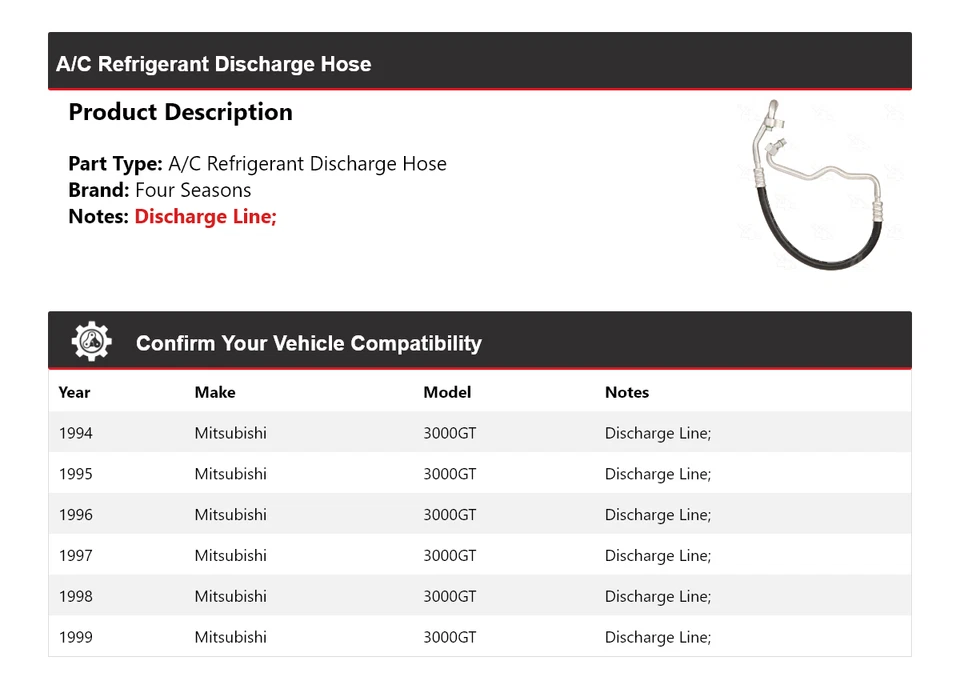 Шланг для разгрузки хладагента для Mitsubishi 3000GT 1994-1999 4 сезона 1995 - Изображение 2 из 4