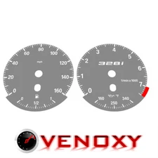 BMW E90 E92 328i 160 mph +oil temp Gray Custom Gauge Faces + illuminated logo