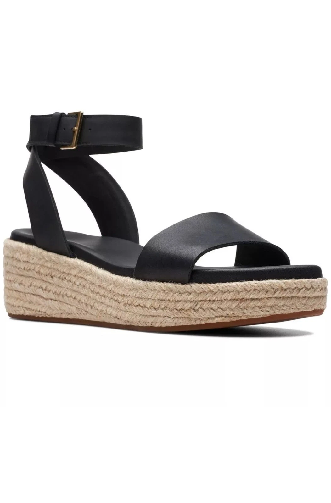 Sandali con zeppa Clarks donna KIMMEI IVY in pelle nera nuovi con scatola 8 D 42