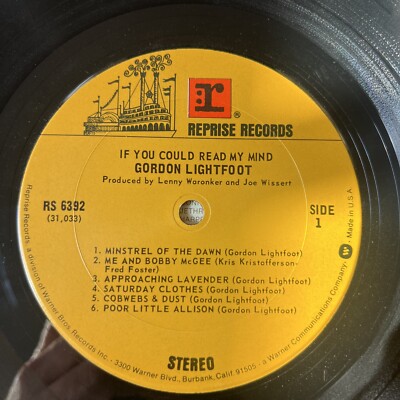 Gordon Lightfoot If You Could Read My Mind Vinyl Record Album