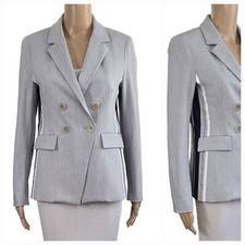 ECRU Gray Double Breasted Side Stripe Blazer Jacket Sz 2 312