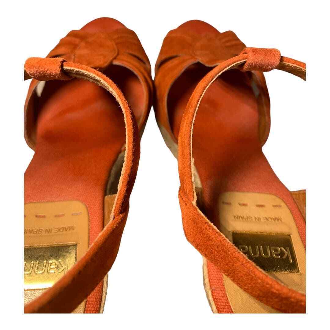 Kanna Women's Orange Slingback Wedge Sandal 9.5 - image 6