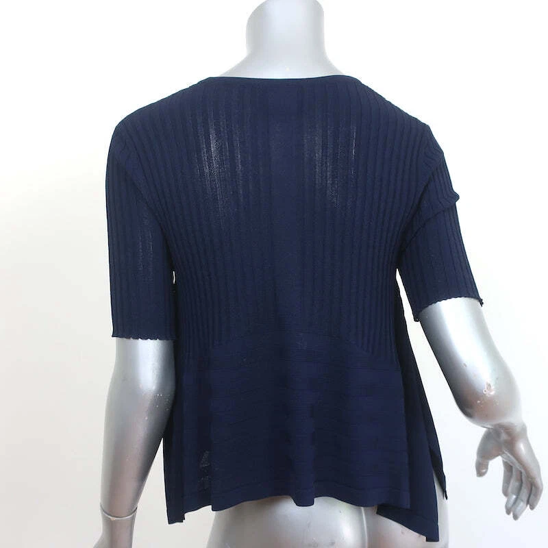 Opening Ceremony Asymmetric Crop Top Navy Linear Ribbed Knit Size Extra Small - Image 4 of 4