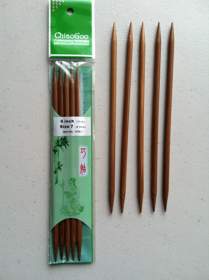 ChiaoGoo 6 Inch Moso Bamboo Dark Patina Double Point Knitting Needles MPN 1036
