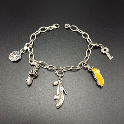 Solid 925 Sterling Silver Charm Bracelet Adjustable Charms 1 IMAC Signed 7'' 20g.