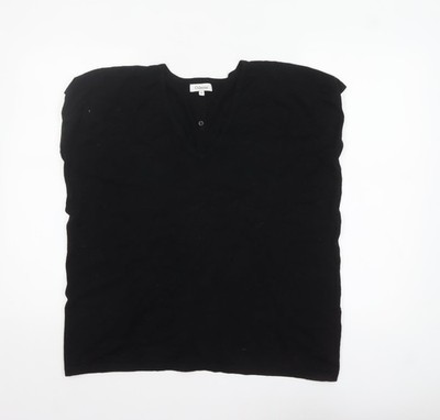 Odemai Damen Strickjacke schwarz ärmellos V-Ausschnitt geknöpft XS