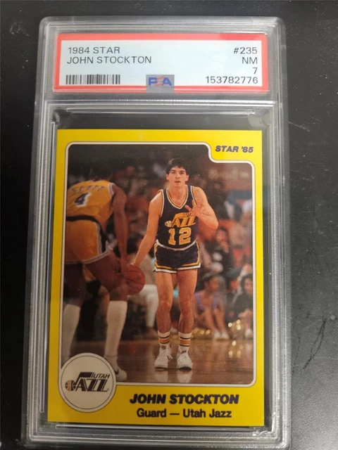 1984-85 #235 Star John Stockton #12 Utah Jazz PSA 7 NM Mint Graded Rookie Card