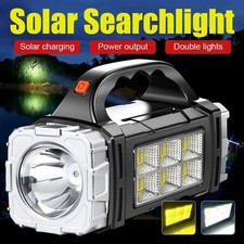 1000LM LED Flashlight Rechargeable USB Solar Camping Torch Power Bank Outdoor