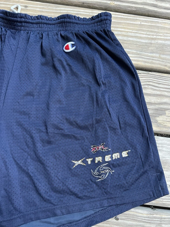 Vintage 2001 XFL Los Angeles Xtreme Champion Shorts Adult XL Blue Y2K Nylon LA - Image 2 of 4