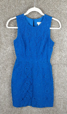 J. Crew Lace Sheath Dress Womens 0 Petite Cobalt Blue Sleeveless Career Chic
