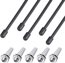 Heyiarbeit RC Antenna Tube Black with Siliver Mount and Cap for RC Boat 5pcs