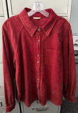 JODIFL Courdoroy Button Up Shirt Red M Womens...