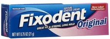 Fixodent Denture Adhesive Cream Sore Gum Relief Strong Long Hold Original .75oz