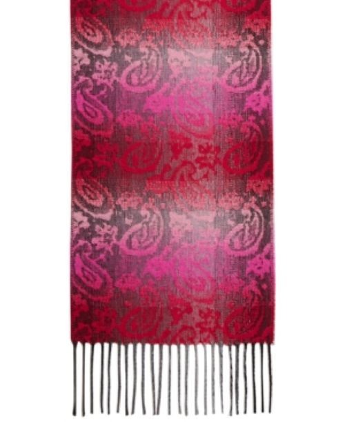 Steve Madden Womens Ombre Paisley Fringe Muffler Scarf in Magenta OSFM 3890₽