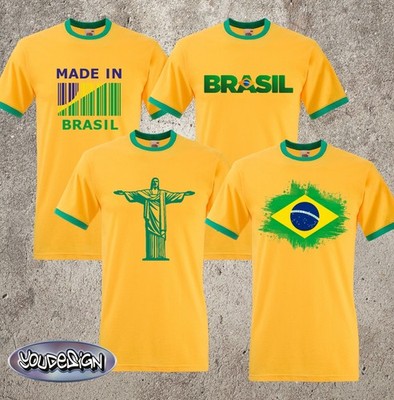 Brasilien Trikot T-Shirt Made in Brasil Brazil Flagge Christo Ordem e Progresso
