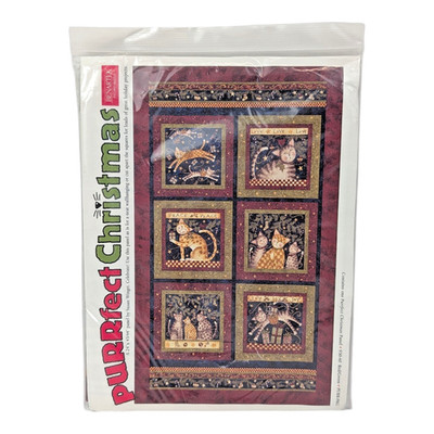 Benartex/Susan Winget PURRFECT CHRISTMAS Cotton Fabric Panel 24x44'' New! HTF