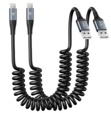 Coiled Lightning Cable, iPhone Charger Cable for 3FT Black USB A to Lightning