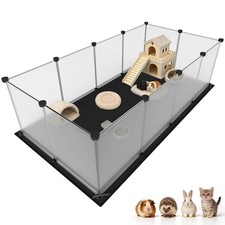 Guinea Pig Cage with Waterproof Mat  12 Transparent Panels, Bunny Enclosure ...