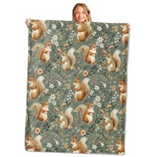 Throw Blanket   Soft, Cozy, and Lightweight Decor Flannel 60 50 Inch Squirrel
