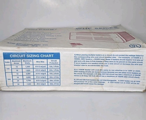 KING WHF2420-A 240V 1000/2000W In Wall Fan Heater 8.3A Almond Grill Cover - Picture 7 of 8