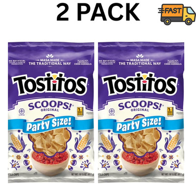 Tostitos Scoops! Party Size Tortilla Chips, 14.5 oz Bag pack of 2