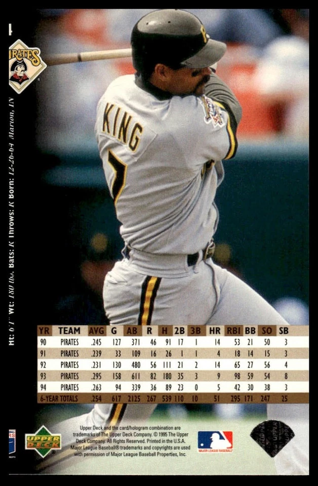 1995 Upper Deck #384 Jeff King Electric Diamond Gold - Image 2 of 2