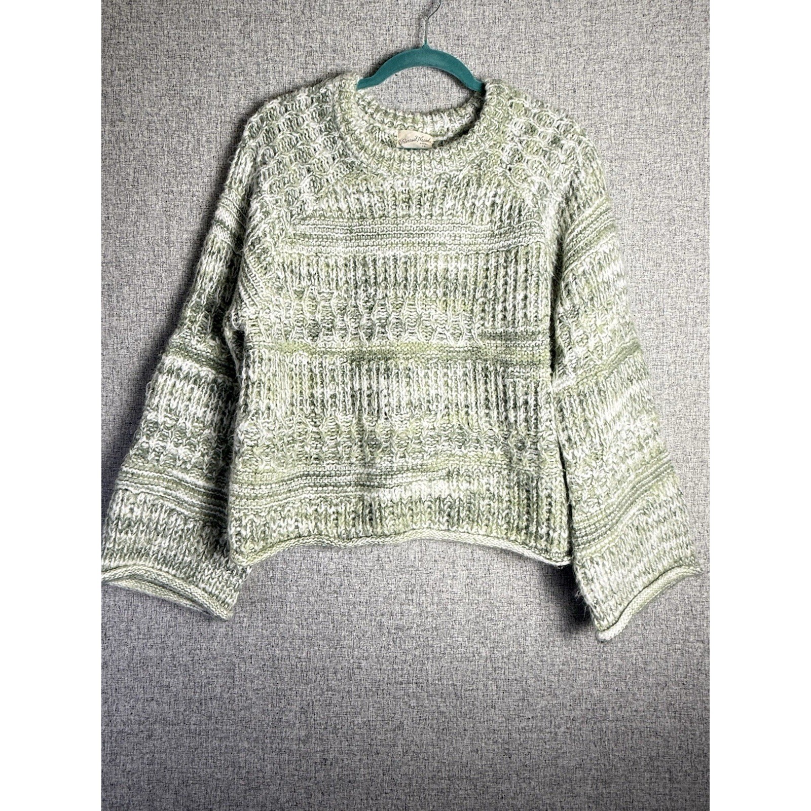 Universal Thread Green Crewneck Pullover Chunky K… - image 1