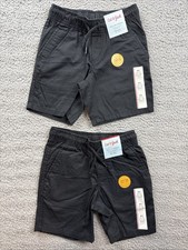 2x Cat  Jack Boys Youth XS 4/5 Black At the Knee Pull on Twill Shorts