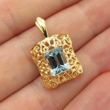 2.59 Ct Emerald Cut Aquamarine Pendant Weddin...