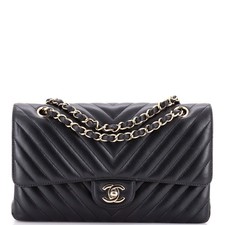 Chanel Classic Double Flap Bag Chevron Lambskin Medium