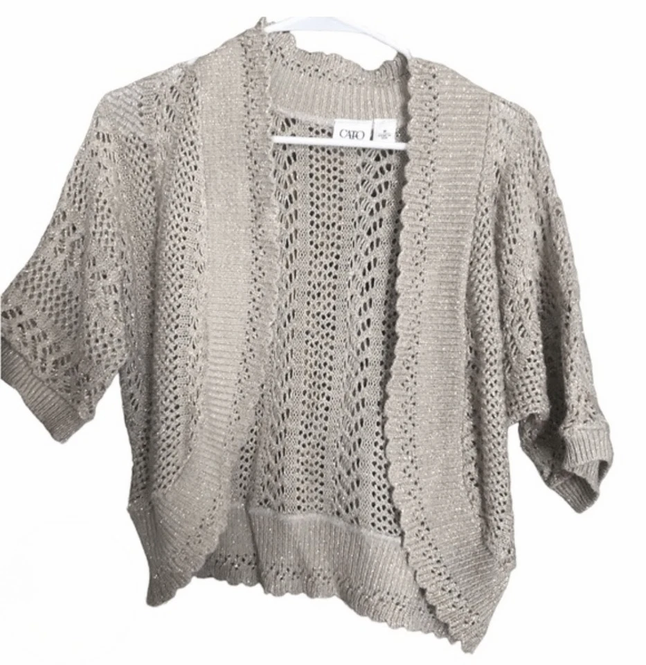 Suéter/encogimiento de hombros tejido plateado/gris manga corta CATO - NUEVO SIN ETIQUETAS Foto 3 de 4