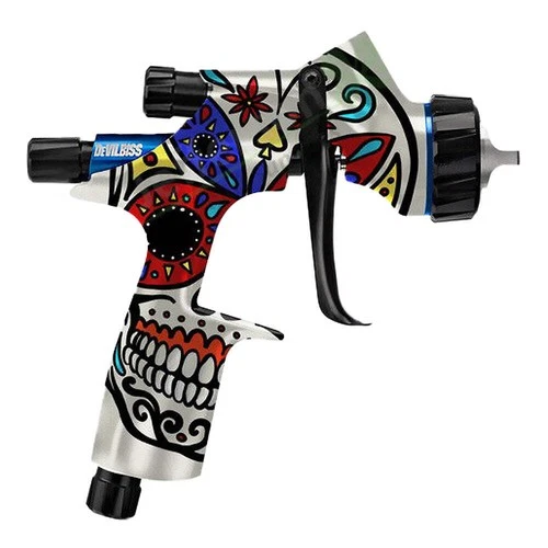 DEVILBISS Limited Edition Calavera DV1 Basecoat 1.3mm Gravity Gun & Cup Kit B+ A