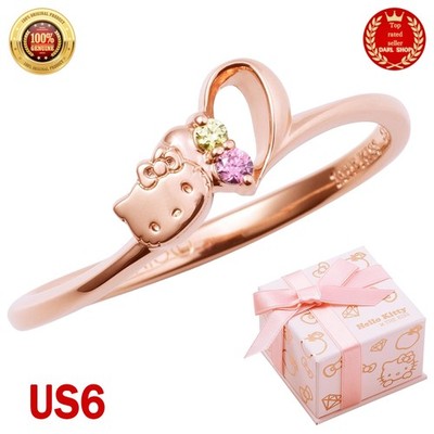 HELLO KITT Ring SV925 Sterlingsilber Rotgold The Kiss KITTY-15CB Größe US6,0