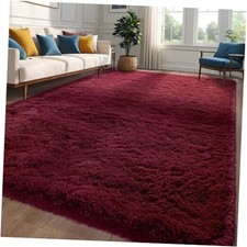 Burgundy Red Area Rug 6x9 Large Rugs for Living Room Bedroom, Fluffy Soft Rug