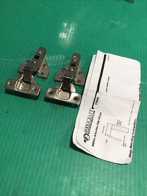 Lot of 2 Hafele 1/2'' Overlay A-Series Hinge w/ Clip Mount Base Plate Woodcraft