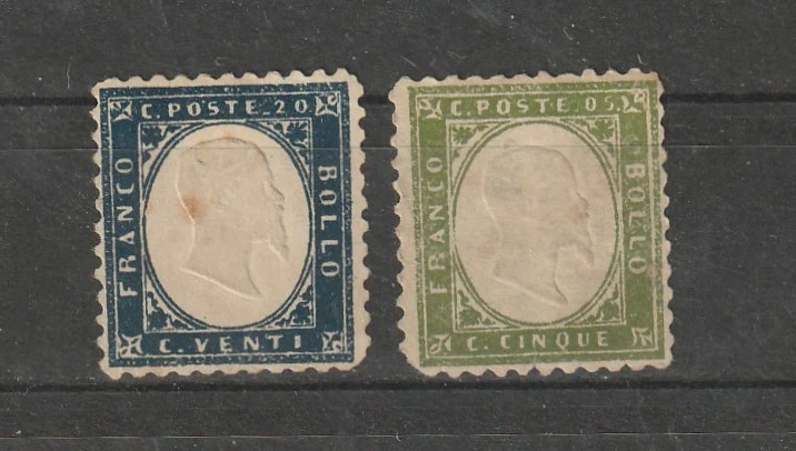 Italien, Poste Franco Bollo, 1855 ?, 2 Marken, gestempelt