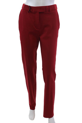 Marella Womens Textured Lined Zip Pleated Tapered Leg Dress Pants Red Size 08