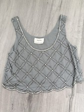 BHLDN Anthropologie Milo Beaded Sequin Embellished Crop Tank Top Medium