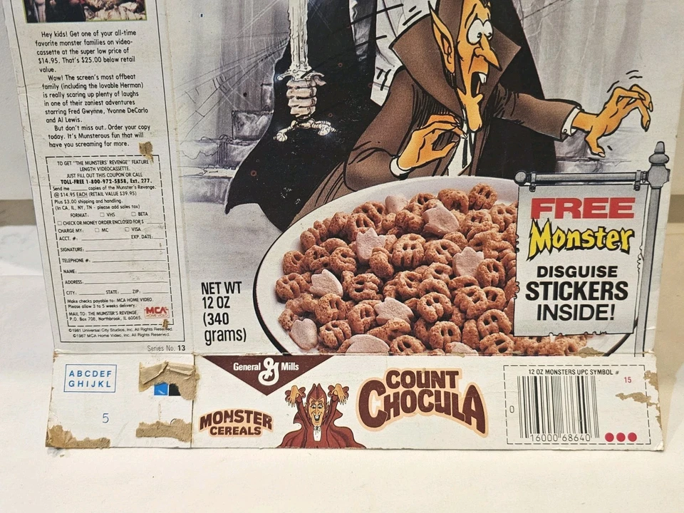 Caja de cereales ultra rara prohibida 1987 Count Chocula Bela Lugosi - estrella  Foto 4 de 4
