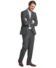 Nautica Mens Modern fit 2 Piece Suit 44 R / 38 Waist Olive Green Solid Stretch