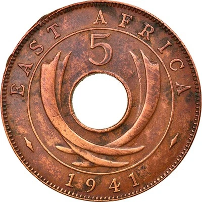 [#831979] Münze, EAST AFRICA, George VI, 5 Cents, 1941, SS, Bronze, KM:25.1 - Bild 1 von 2
