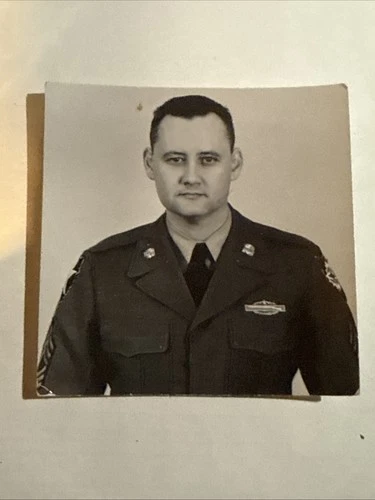 Vintage WWII U.S. Army Air Forces Soldier Portrait Photo Uniform Military 1940s