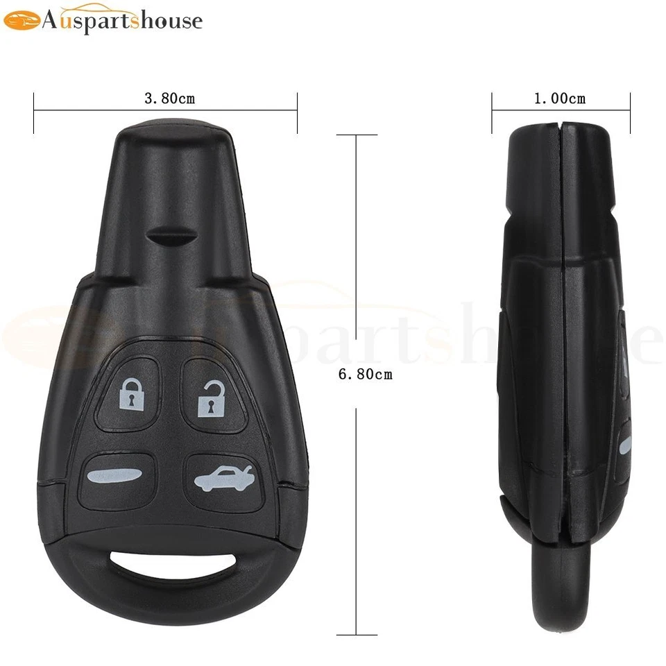 Chaveiro remoto de entrada sem chave 4 botões serve para 2003-2011 Saab 9-3 9-5 - Imagem 2 de 4