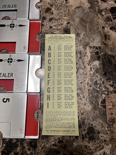 Vintage J-R Official Aluminum Duplicate BRIDGE BOARDS Set of 4 Set B #5-6-7-8 - Picture 4 of 5