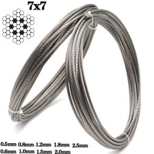 A2 Stainless Steel Cable 7x7 Steel Wire Rope Cable Railing 0.5/0.6//0.8/1~2.5mm